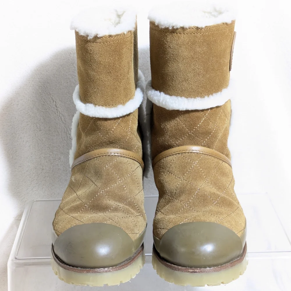 Tory Burch Boughton Shearling Bootie in Havana Tan Suede Warm Winter 7M‎
